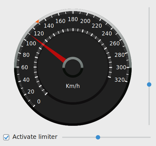 Klyn speedometer canvas sample at normal size